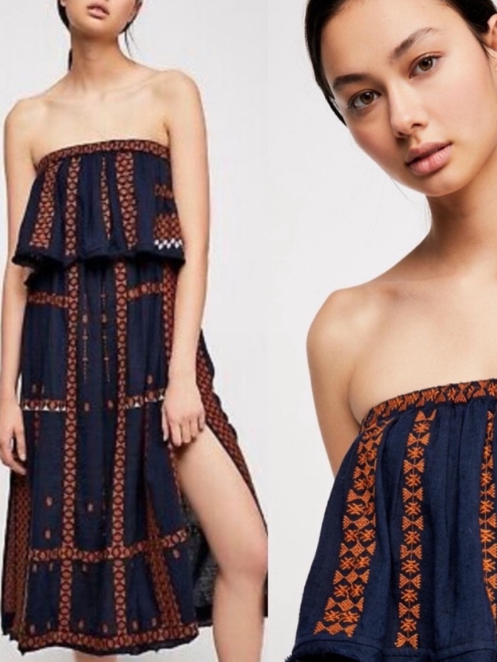 Free People Wild Romance Embroidered Midi Dress